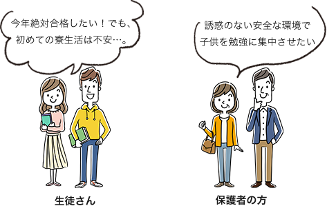 受験に集中できる理想の設備 イラストイメージ